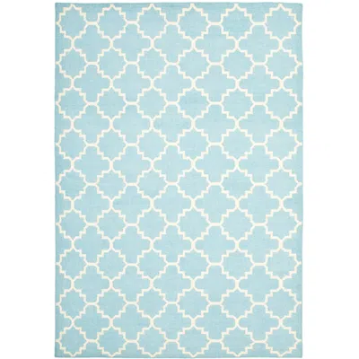 Safavieh Dhurrie Dhu554b 8'x10' Light Blue/ivory Wool Rug