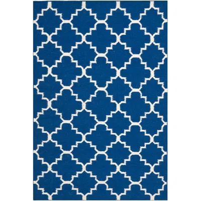 Safavieh Dhurrie Dhu566a 8'x10' Dark Blue Wool Rug