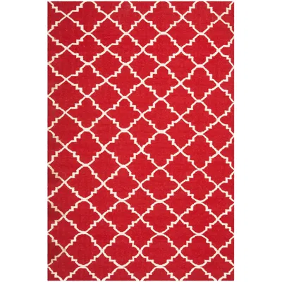 Safavieh Dhurrie Dhu566b 5'x8' Red/ivory Wool Rug