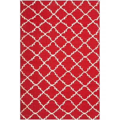 Safavieh Dhurrie Dhu566b 8'x10' Red/ivory Wool Rug