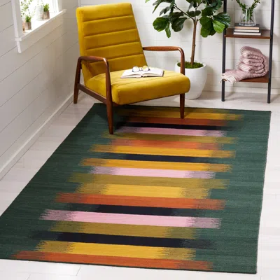 Safavieh Dhurries Flat Weave Area Rug, Brown / Yellow Bohemian Style Easy Care