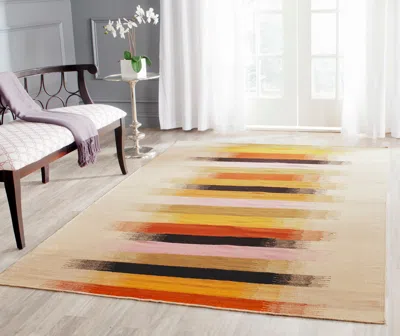 Safavieh Dhurries Hand Made Area Rug, Beige / Multi Bohemian Style Non Shedding