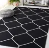 Safavieh Dhurries Hand Made Area Rug, Black / Ivory Contemporary Style Non Shedding In Black
