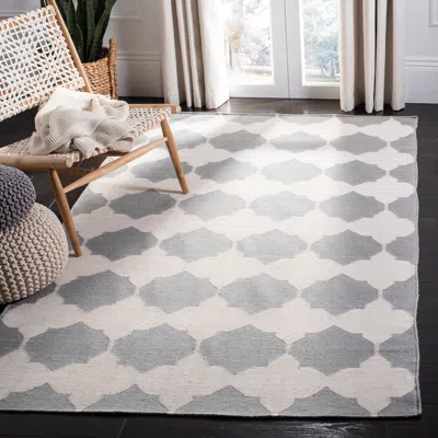 Safavieh Dhurries Hand Made Area Rug, Grey / Ivory Contemporary Style Non Shedding In Gray