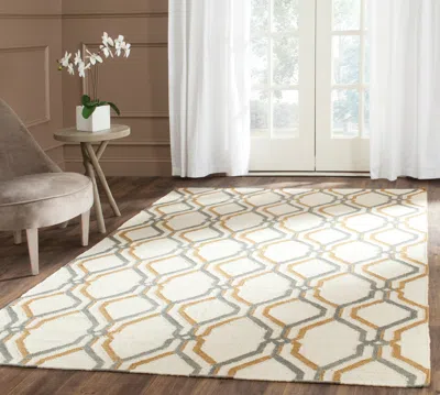Safavieh Dhurries Hand Made Area Rug, Ivory / Black Contemporary Style Non Shedding In Neutral