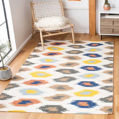 Safavieh Dhurries Hand Made Area Rug, Ivory / Multi Bohemian Style Non Shedding