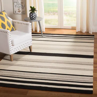Safavieh Dhurries Hand Made Area Rug, Natural / Grey Contemporary Style Non Shedding