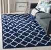 Safavieh Dhurries Hand Made Area Rug, Navy / Ivory Contemporary Style Non Shedding In Blue