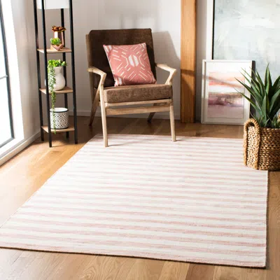 Safavieh Dhurries Hand Made Area Rug, Rust / Ivory Contemporary Style Non Shedding In White