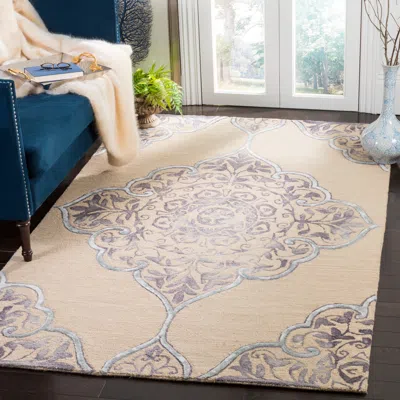 Safavieh Dip Dye Hand Made Area Rug, Beige / Blue Traditional Style Non Shedding In Neutral