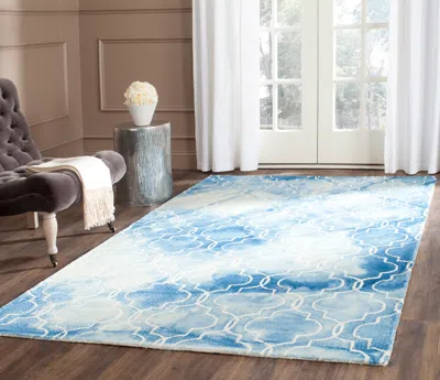 Safavieh Dip Dye Hand Made Area Rug, Blue / Ivory Contemporary Style Non Shedding