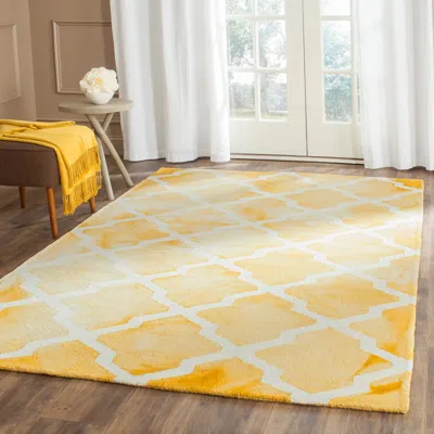 Safavieh Dip Dye Hand Made Area Rug, Gold / Ivory Contemporary Style Non Shedding In Yellow