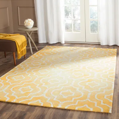 Safavieh Dip Dye Hand Made Area Rug, Gold / Ivory Contemporary Style Non Shedding In Yellow