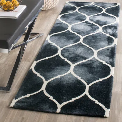 Safavieh Dip Dye Hand Made Area Rug, Graphite / Ivory Contemporary Style Non Shedding In Blue