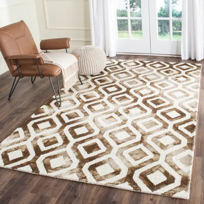 Safavieh Dip Dye Hand Made Area Rug, Ivory / Chocolate Contemporary Style Non Shedding In Brown