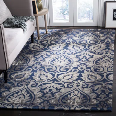 SAFAVIEH DIP DYE HAND MADE AREA RUG, NAVY / GREY TRADITIONAL STYLE NON SHEDDING