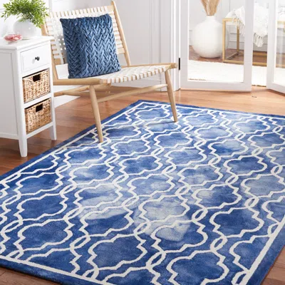 Safavieh Dip Dye Hand Made Area Rug, Navy / Ivory Contemporary Style Non Shedding In Blue