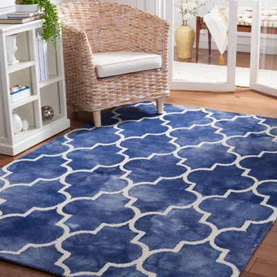 Safavieh Dip Dye Hand Made Area Rug, Navy / Ivory Contemporary Style Non Shedding In Blue