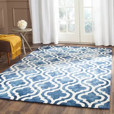 Safavieh Dip Dye Hand Made Area Rug, Navy / Ivory Contemporary Style Non Shedding In Blue