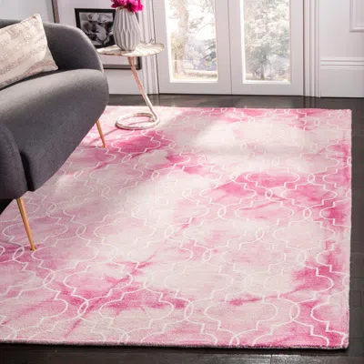 Safavieh Dip Dye Hand Made Area Rug, Rose / Ivory Contemporary Style Non Shedding In Pink