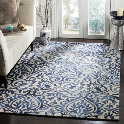Safavieh Dip Dye Hand Made Area Rug, Royal Blue / Beige Traditional Style Non Shedding