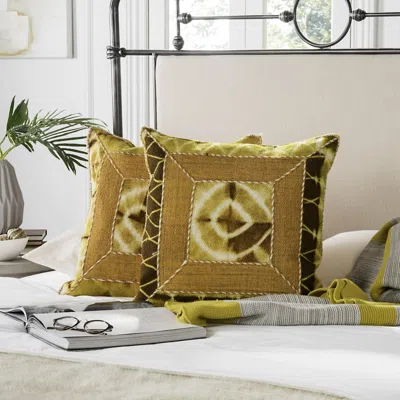 Safavieh Dip Dye Patch Pillow In Blue