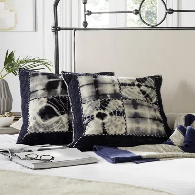 Safavieh Dip Dye Quartre Patch Pillow In Gray