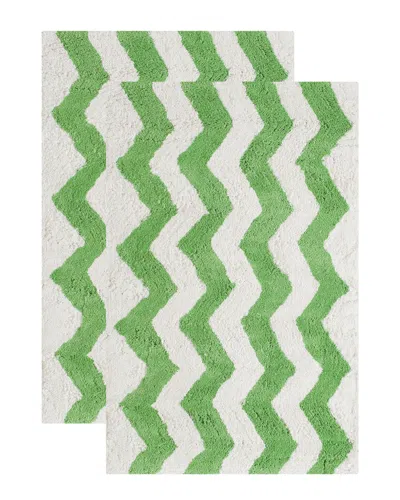 Safavieh Discontinued  Set Of 2 Chevron Tufted Bath Mat In Green