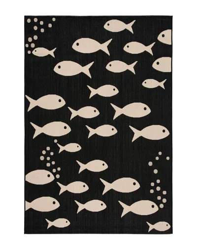 Safavieh Dnu  Courtyard Polyester, Polypropylene & Latex Rug In Black