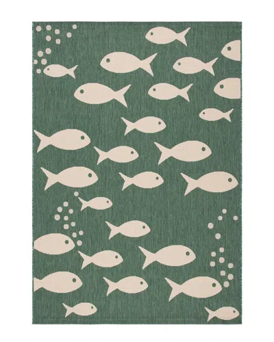 Safavieh Dnu  Courtyard Polyester, Polypropylene & Latex Rug In Green