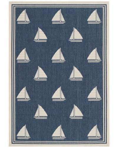 Safavieh Dnu  Courtyard Polypropylene & Polyester Rug In Blue