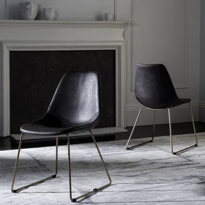 Safavieh Dorian Midcentury Modern Leather Dining Chair In Black
