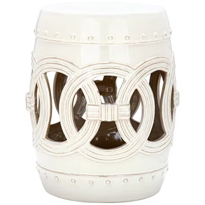 Safavieh Double Coin Antique White Ceramic Garden Stool In Neutral
