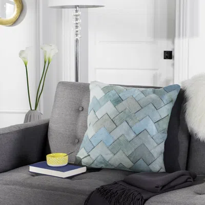 Safavieh Draper Cowhide Pillow In Blue