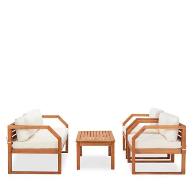 Safavieh Dren 4-piece Outdoor Living Set In Natural/beige