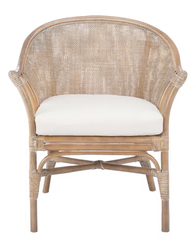 Safavieh Dustin Rattan Accent Chair W/ Cushion In Grey