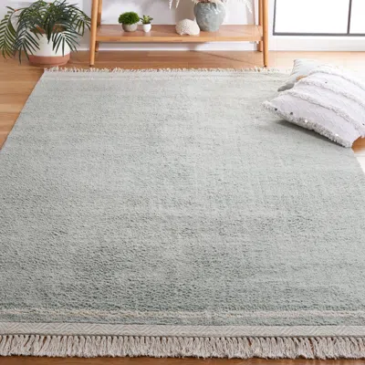 Safavieh Easy Care Hand Made Area Rug, Light Blue / Ivory Solid / Tonal Style Non Shedding In Gray
