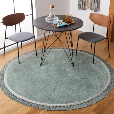 Safavieh Easy Care Hand Made Area Rug, Teal / Ivory Solid / Tonal Style Non Shedding In Green