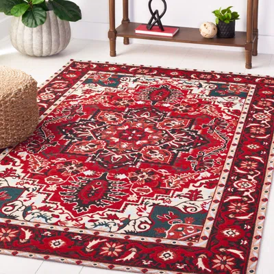 Safavieh Easy Care Machine Washable Area Rug, Red / Black Traditional Style Easy Care