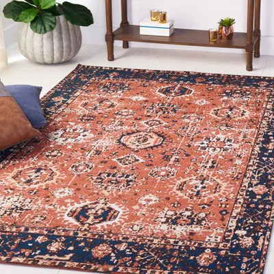 Safavieh Easy Care Machine Washable Area Rug, Red / Navy Traditional Style Easy Care In Multi
