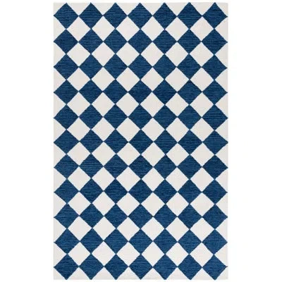 Safavieh Ebony Hand Tufted Wool Pile Checkered Rug In Ivory;navy