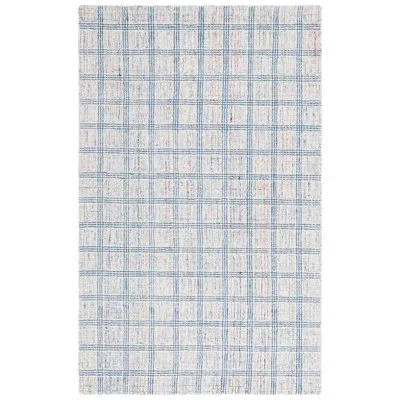 Safavieh Ebony Hand Tufted Wool Pile Plaid Rug In Blue;ivory