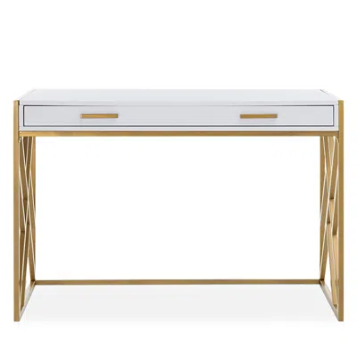 Safavieh Elaine 1 Drawer Desk In White/gold