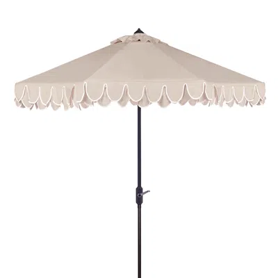 Safavieh Elegant Valance 9 Ft Umbrella In Navy/white/silver Pole