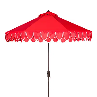 Safavieh Elegant Valance 9 Ft Umbrella In Red/white