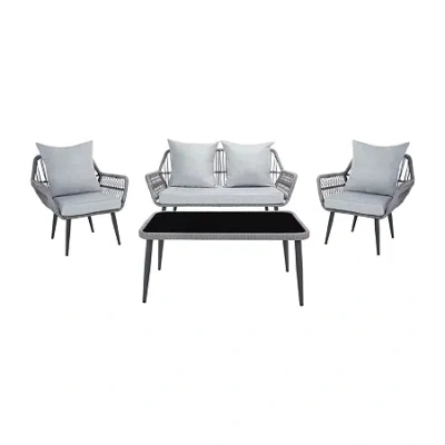 Safavieh Elsbeth 4-pc. Conversation Set Cushioned In Gray
