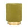 Safavieh Elsworth Velvet Ottoman With Brass Base In Green