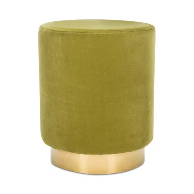 Safavieh Elsworth Velvet Ottoman With Brass Base In Green