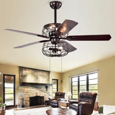 Safavieh Erving 6 Light 52"ceiling Fan In Brown