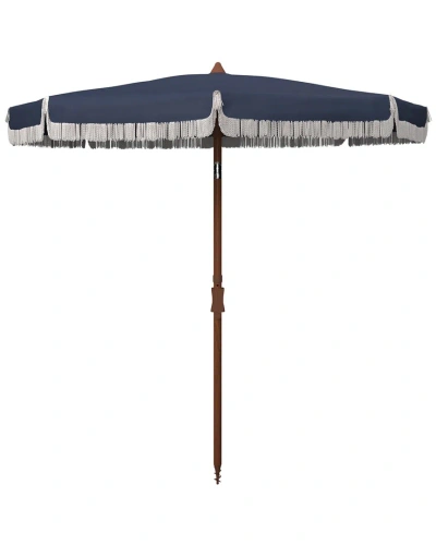 Safavieh Indoor/outdoor Estonia 6.5' Frng Bch Umbrella In Blue